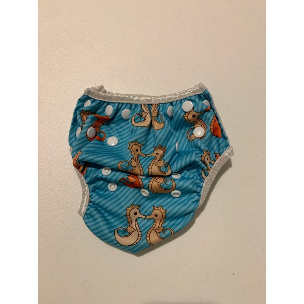 Alva Baby Adjustable Diaper Seahorse Novelty Print Swim Diaper Reusable Bright